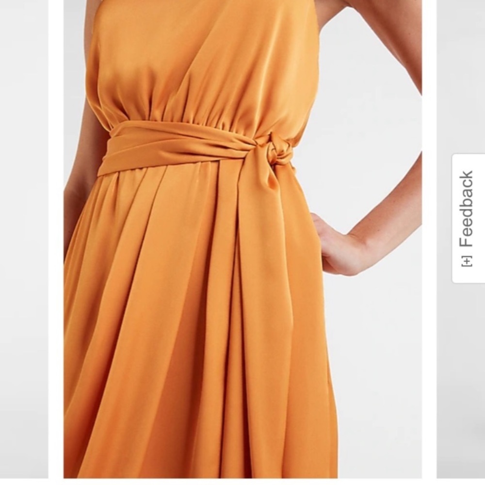 NWT Express Satin Orange High Low Dress - Picture 4 of 11